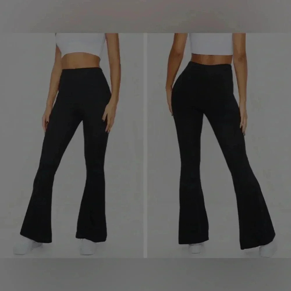 💥Love Tree Black Ribbed Flare Leggings S